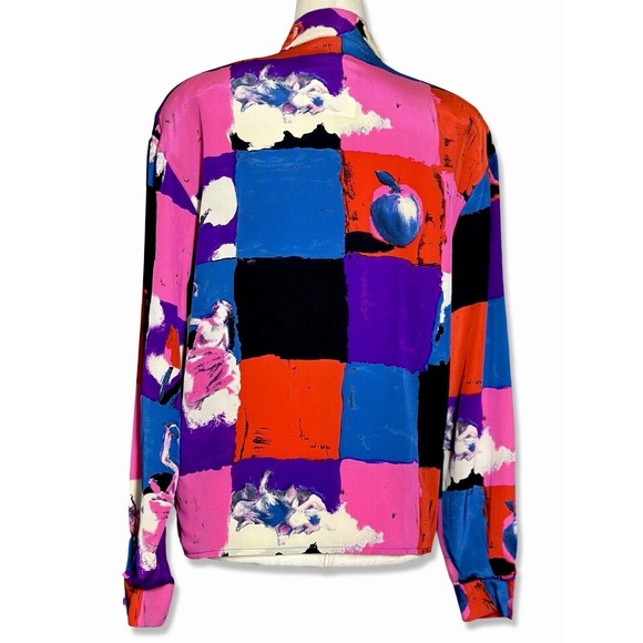 Emanuel Ungaro Parallele Paris Silk Blouse Vtg 80's Sz 6 Iconic Print Documented - Picture 13 of 16